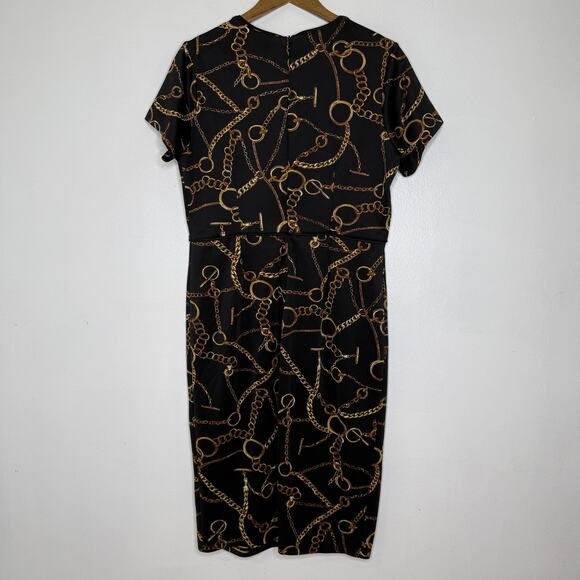 Enfocus Studio Dress Womens 14 Chain Elegant Short Sleeve Midi Polyester Party - Picture 6 of 8